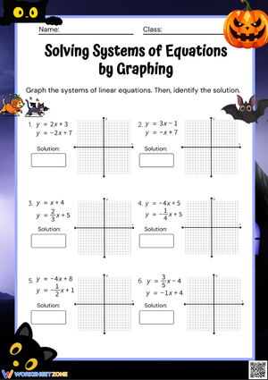 Halloween Systems of Equations by Graphing Worksheet