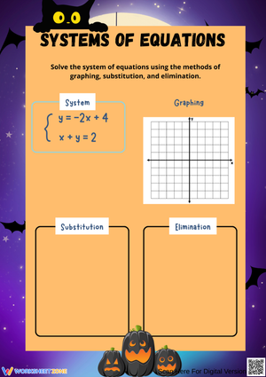Halloween Systems of Equations Worksheet for Grade 8