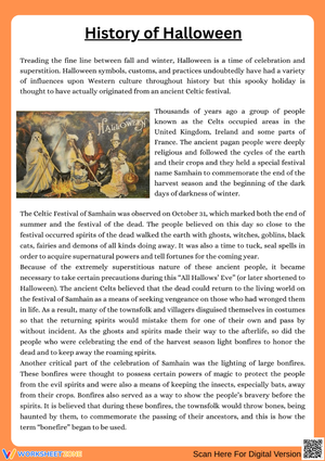 History of Halloween – Reading Comprehension Passage