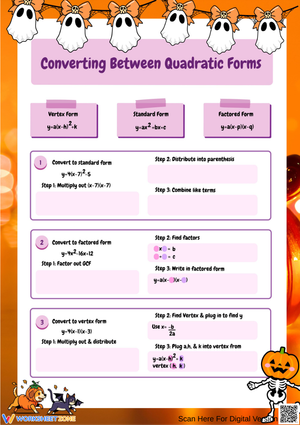 Halloween Converting Between Quadratic Forms Worksheet