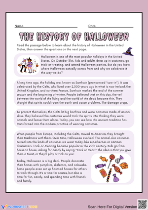 The History of Halloween Reading Comprehension
