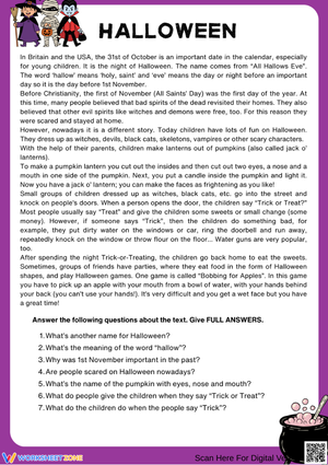 Halloween Facts and Fun – Reading Passage with Questions