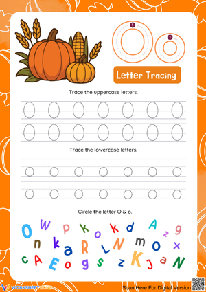 Thanksgiving Letter O Tracing Worksheet for Preschool
