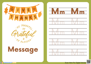 Thanksgiving Tracing Letter M Worksheet – M is for Message