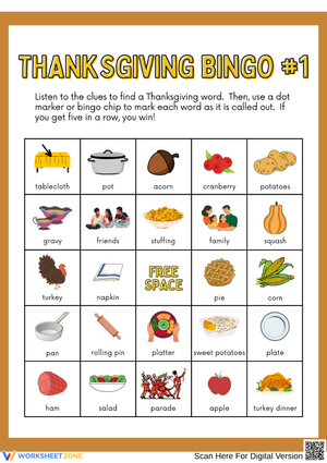 Preschool Thanksgiving Gratitude Bingo Game
