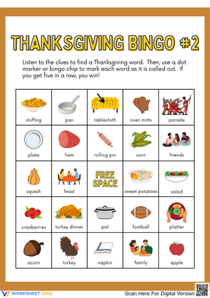 Thanksgiving Gratitude Bingo Game for Preschoolers