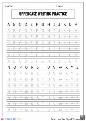 Uppercase Writing Practice – Alphabet Handwriting Practice Worksheet