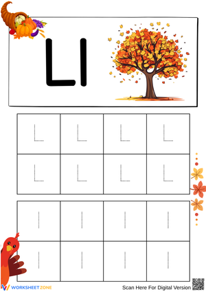 Thanksgiving Letter L Tracing Worksheet
