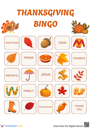 Thanksgiving Gratitude and Faith Bingo for Preschool