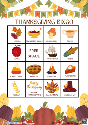 Thanksgiving Family Celebration Bingo for Preschool