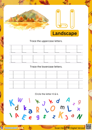 Thanksgiving Letter L Tracing Worksheet – L is for Landscape