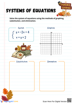 Systems of Equations - Thanksgiving-Themed Worksheet