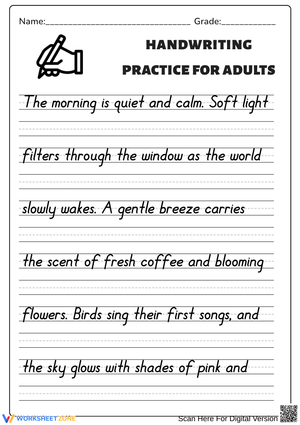 A Peaceful Morning – Neat Handwriting Practice for Adults