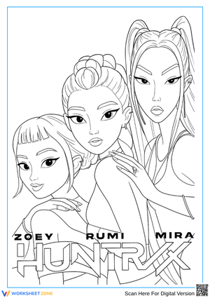 Huntrix K-Pop Demon Hunters Coloring Page