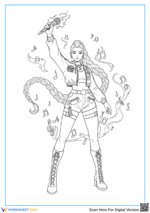 K-Pop Demon Hunter Singer Coloring Page