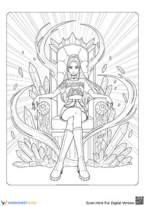 K-Pop Queen on Throne Coloring Page
