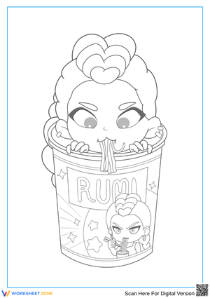 Chibi Rumi Noodle Cup Coloring Page