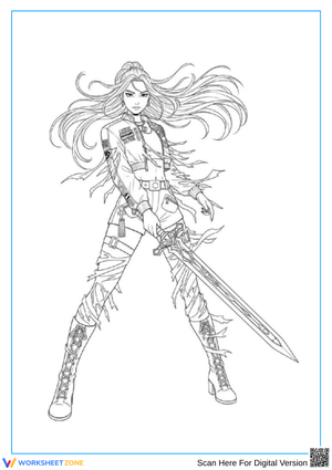 K-Pop Demon Hunters Warrior Girl Coloring Page