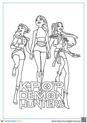 K-Pop Demon Hunters Girls Coloring Sheet