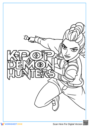 K-Pop Demon Hunters Coloring Page – Action Girl Hero