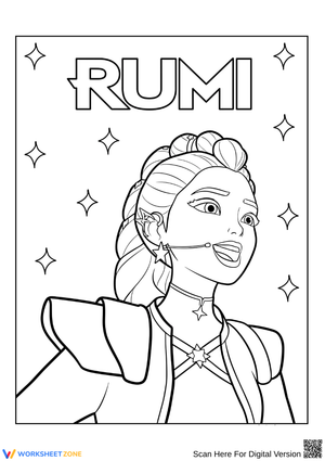 K-Pop Demon Hunters Coloring Page – Rumi Singing Star