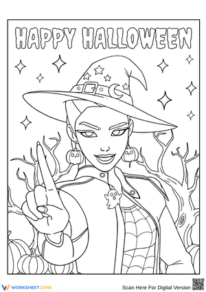 K-Pop Demon Hunters Coloring Page – Halloween Witch Edition
