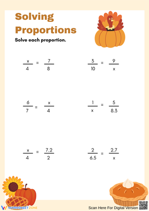 Thanksgiving Math Worksheet: Solving Proportions