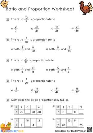 Ratio and Proportion Worksheet – Math Practice for Middle School