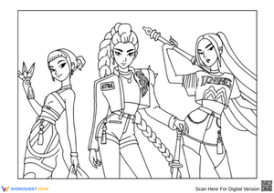 K-Pop Demon Hunters Coloring Page – Team Pose