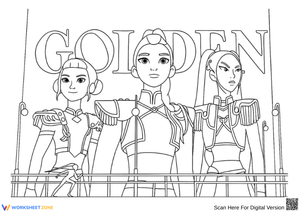 K-Pop Demon Hunters Coloring Page – Golden Stage Performance