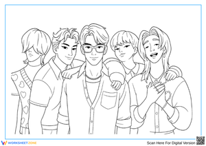 K-Pop Demon Hunters Coloring Page – Boy Band Group