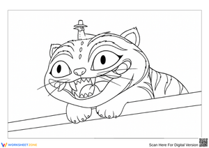 K-Pop Demon Hunters Coloring Page – Funny Tiger Character