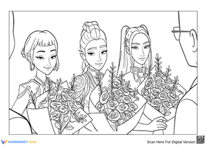 K-Pop Demon Hunters Coloring Page – Flower Celebration Scene