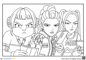 K-Pop Demon Hunters Coloring Page – Serious Team Moment