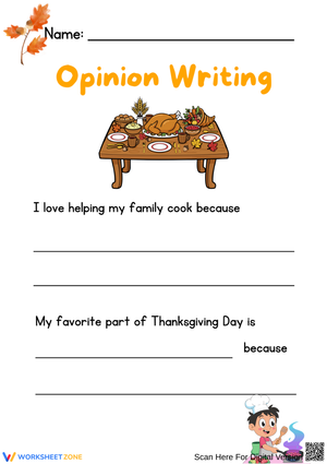 Thanksgiving Opinion Writing Activity – Fun Writing Practice for Kids