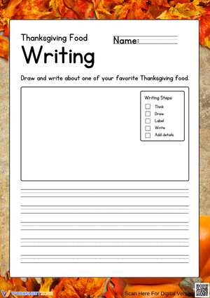 Thanksgiving Food Writing Activity – Draw and Write Worksheet