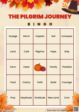 The Pilgrim Journey Bingo Worksheet
