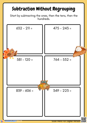 Subtraction Without Regrouping – Three-Digit Practice for Kids
