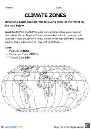 Longitude and Latitude Worksheet – Explore Global Climate Zones