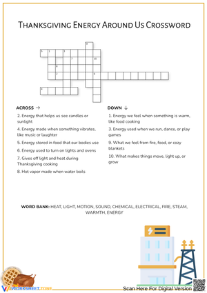 Thanksgiving Energy Around Us Crossword Puzzle