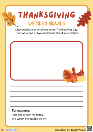 Thanksgiving Writing and Drawing Worksheet