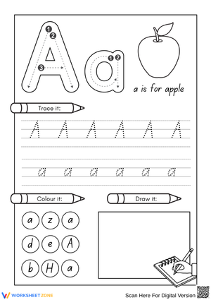 Letter A Tracing and Coloring – Alphabet Handwriting Practice Worksheet