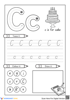 Letter C Tracing and Coloring – Alphabet Handwriting Practice Worksheet