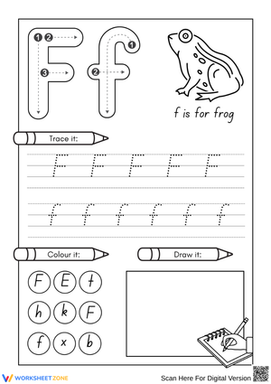 Letter F Tracing and Coloring – Alphabet Handwriting Practice Worksheet