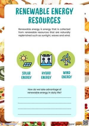 Renewable Energy Resources Worksheet — Solar, Hydro, and Wind Energy
