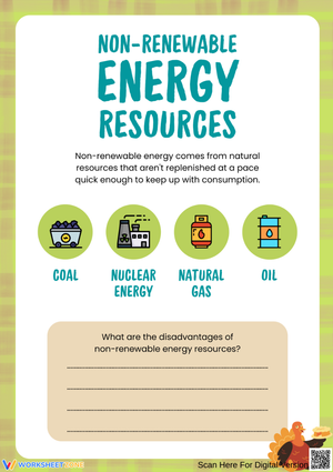 Non-Renewable Energy Resources Worksheet - Coal, Oil, and Gas