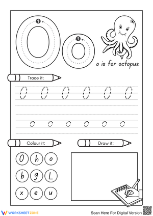 Letter O Tracing and Coloring – Alphabet Handwriting Practice Worksheet