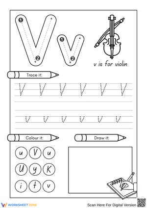 Letter V Tracing and Coloring – Alphabet Handwriting Practice Worksheet