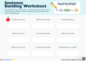 Sentence Building Worksheet for Early Learners