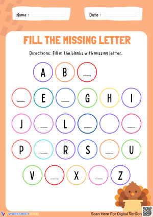 Fill the Missing Letters Thanksgiving Worksheet